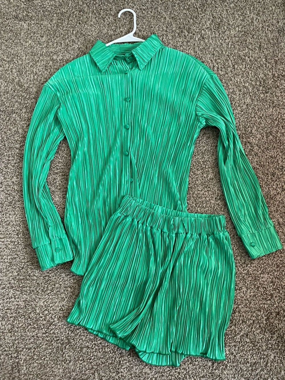 Green button down matching set